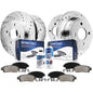 Detroit Axle - Brake Kit for 1992-1993 Honda Civic, 1990-1993 Integra Drilled & Slotted Brake Rotors and Ceramic Brakes Pads Fro