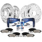 Detroit Axle - Brake Kit for 2.0L 2004-2005 Mazda 3 Drilled & Slotted Disc Brake Rotors Ceramic Brakes Pads Front & Rear Replace