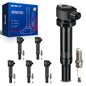 KAX 6-Pack Ignition Coils and Double Iridium Spark Plug Set Fit for Hyundai 2007-2009 Santa Fe 2.7L, Kia 2007-2010 Rondo 2.7L, 2
