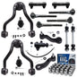 Detroit Axle - 4WD Front Upper Control Arms Ball Joints Sway Bars Tie Rods + 24pc Lug Nuts Replacement for K1500 Tahoe Yukon Esc