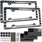 American Flag License Plate Frame Patriotic USA Flag Car Tag Cover, Rust Rattle Proof Plastic Holder with Mounting Hardware Kit,