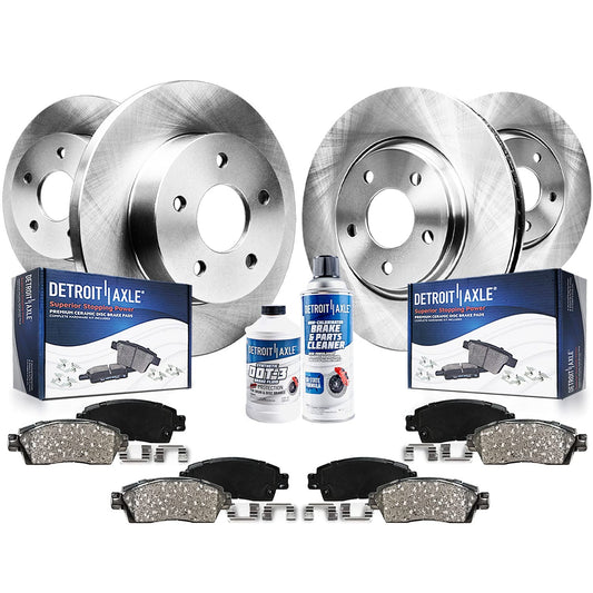 Detroit Axle - Brake Kit for Volkswagen Beetle Golf City Jetta Brakes Rotor and Ceramic Brake Pads Replacement: 11.02 inch Front
