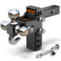 ORCISH Adjustable Rotating Trailer Hitch, 4-in-1 Tri-Ball & Tow Hook, 360 Swivel Ball Mount, 2.5 Receiver with 5 Drop/Rise, Ball